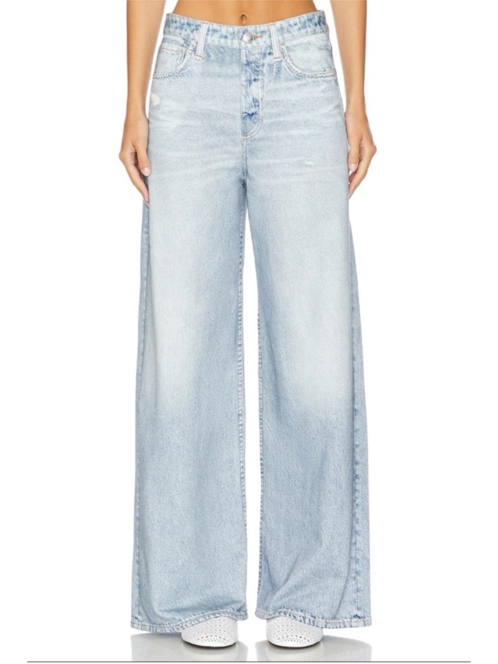 NWT Rag & Bone Miramar Sofie Wide-Leg Pants Sweatpant Jeans 30 Light Blue - Picture 5 of 16